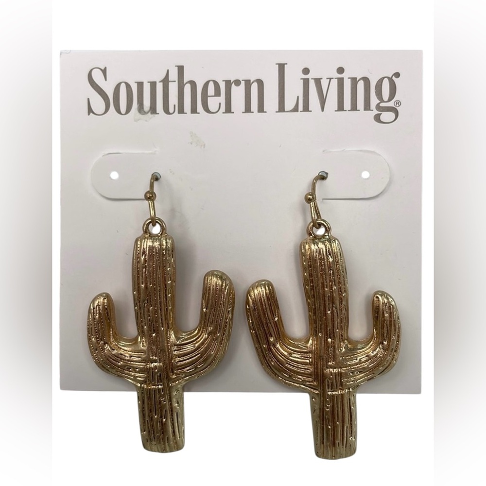 🆕 Southern Living 🌵 Cactus Gold Dangle Earrings NWT